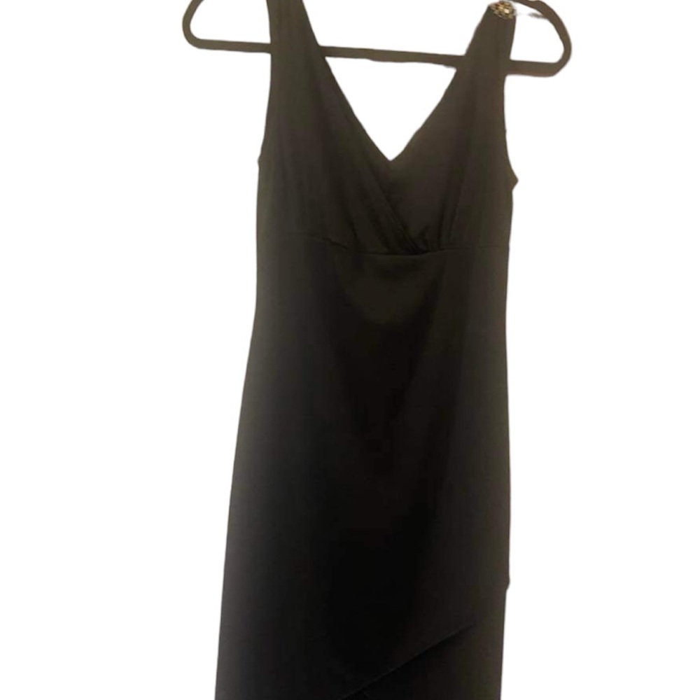 Rocket Candy V-Neck Jeweled Shoulder Black Dress